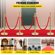 4PCS Gold Stanchion Posts Queue, 38 Inch Red Velvet Rope, Crowd Control Barriers Queue Line Rope, Barriers V952-GLZJS1.5M3GHRS4JTV0