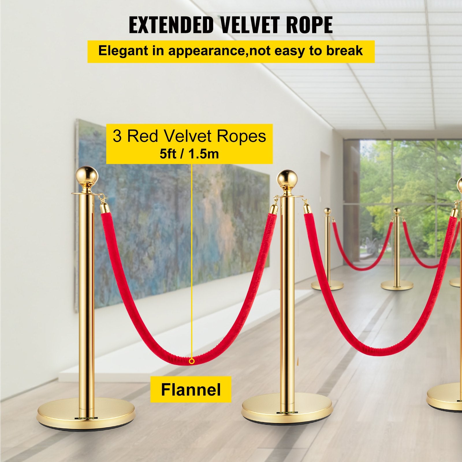 4PCS Gold Stanchion Posts Queue, 38 Inch Red Velvet Rope, Crowd Control Barriers Queue Line Rope, Barriers V952-GLZJS1.5M3GHRS4JTV0