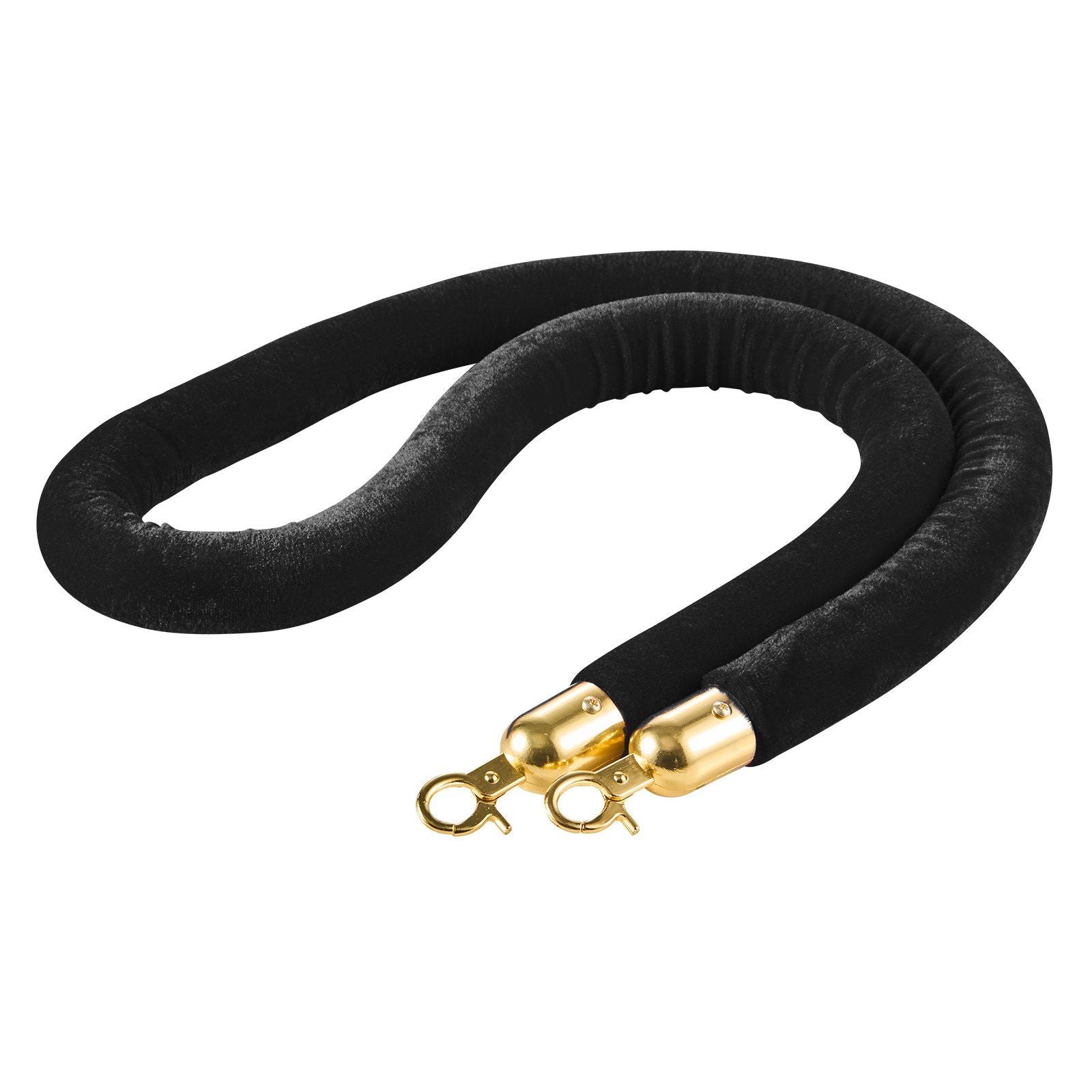 2 Pcs Black Velvet Stanchion Ropes, 1.5 m Crowd Control Stanchion Black Velvet Ropes with Gold Hooks, Post V952-GLZSSPJ5FTJGQ4KCM001V0