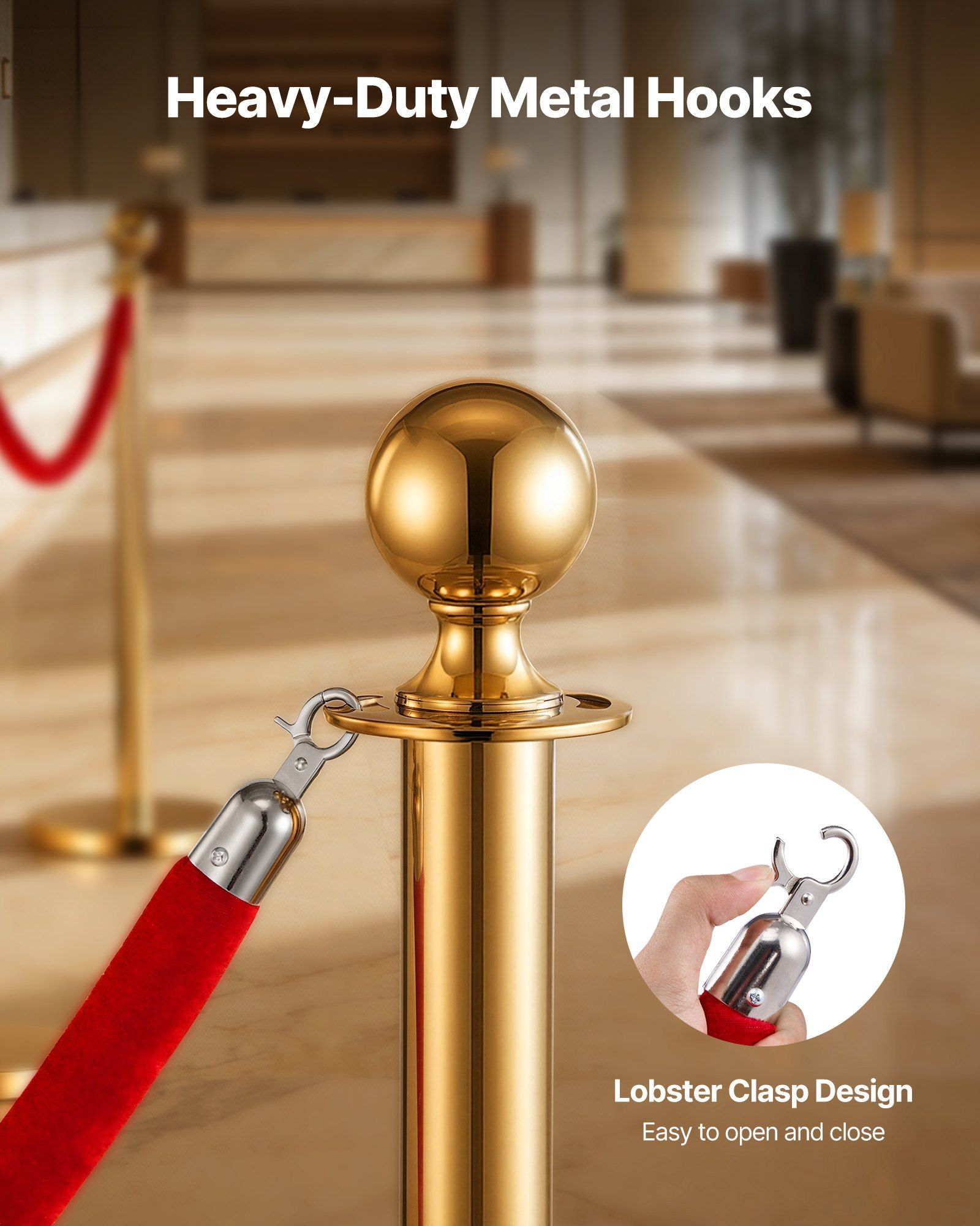 4 Pcs Red Velvet Stanchion Ropes, 1.5 m Crowd Control Stanchion Red Velvet Ropes with Silver Hooks, Post V952-GLZSSPJ5FTYG146BI001V0