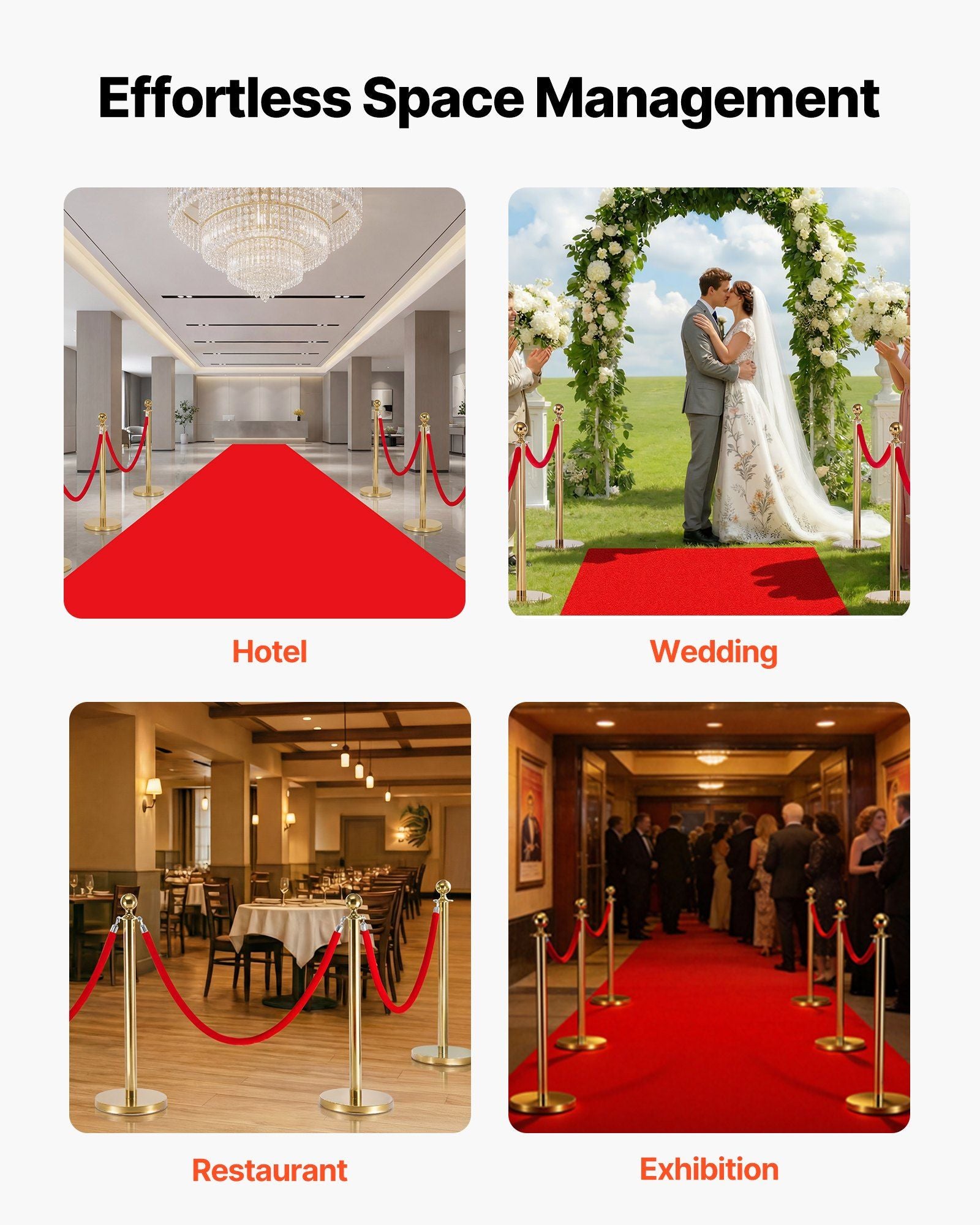 4 Pcs Red Velvet Stanchion Ropes, 1.5 m Crowd Control Stanchion Red Velvet Ropes with Silver Hooks, Post V952-GLZSSPJ5FTYG146BI001V0