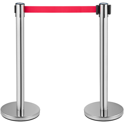 Crowd Control Stanchion, Set of 6 Pieces Stanchion Set, Stanchion Set with 2 m Red Retractable Belt, Crowd V952-GLZYSHDJTZGX6WOY8V0
