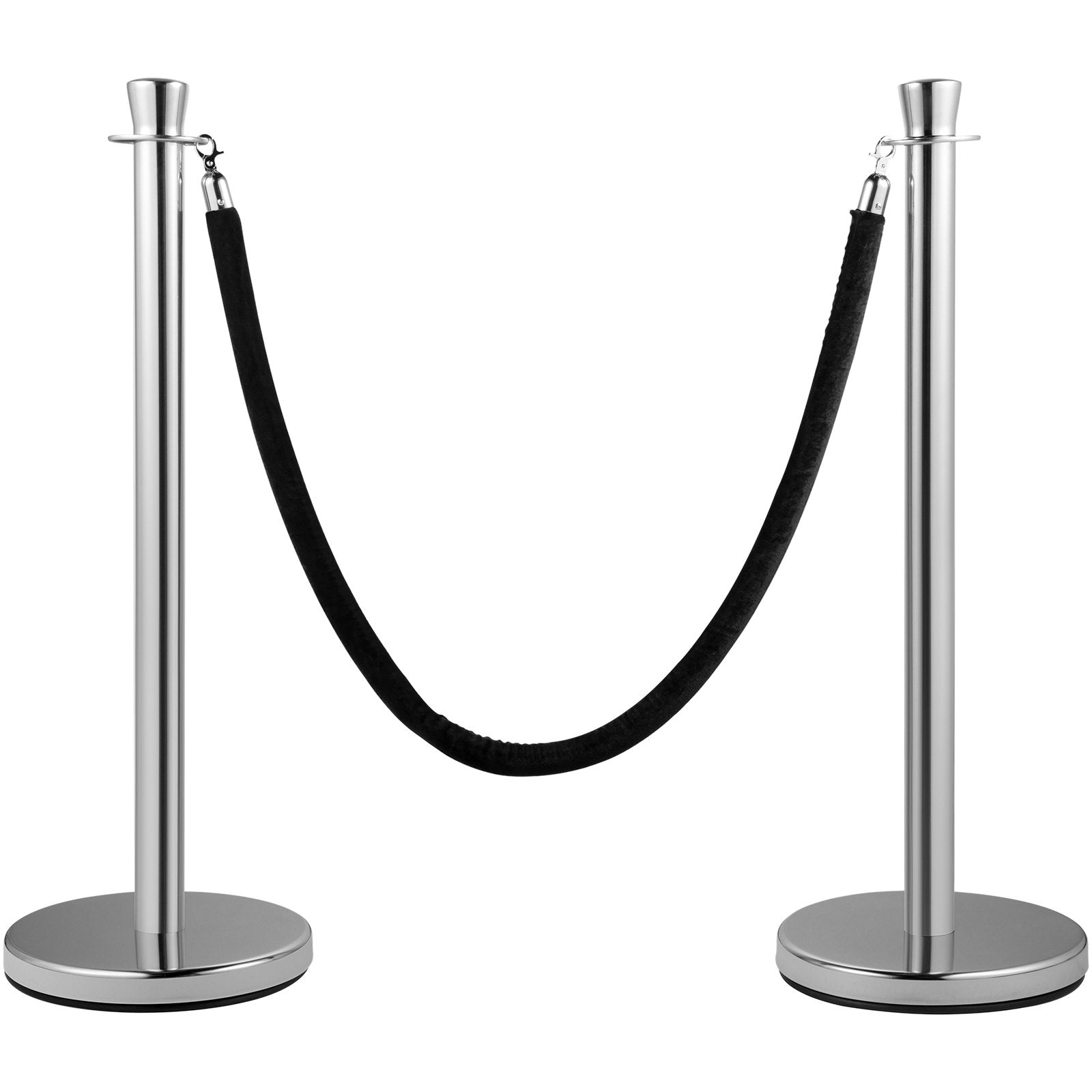 Crowd Control Stanchion, Set of 2 Pieces Stanchion Set, Stanchion Set with 5 ft/1.5 m Black Velvet Rope, V952-GLZYSHRSJTHG2M2IOV0
