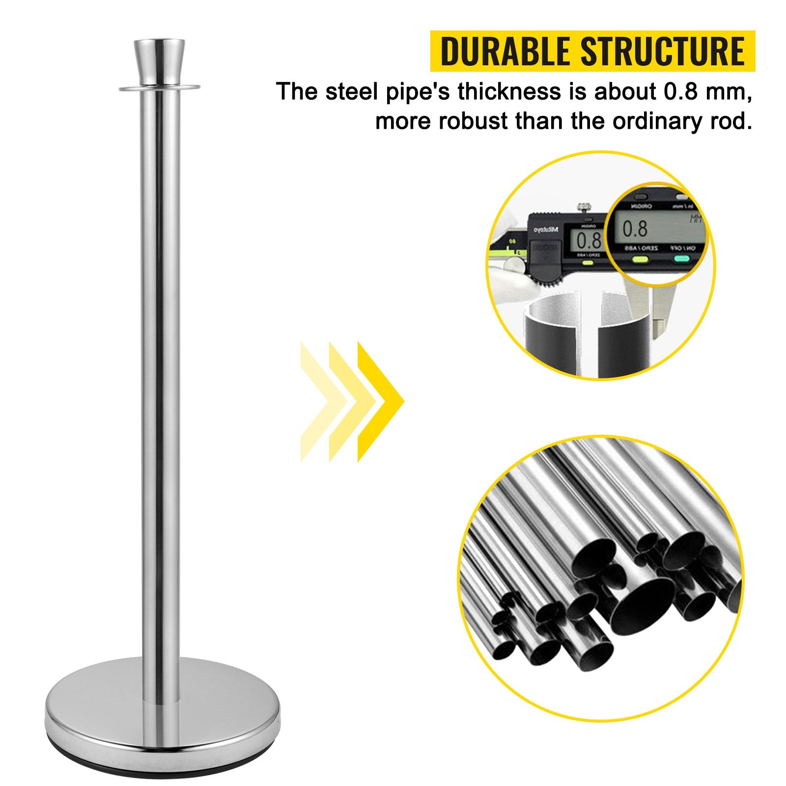 Crowd Control Stanchion, Set of 2 Pieces Stanchion Set, Stanchion Set with 5 ft/1.5 m Black Velvet Rope, V952-GLZYSHRSJTHG2M2IOV0
