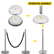 Crowd Control Stanchion, Set of 2 Pieces Stanchion Set, Stanchion Set with 5 ft/1.5 m Black Velvet Rope, V952-GLZYSHRSJTHG2M2IOV0