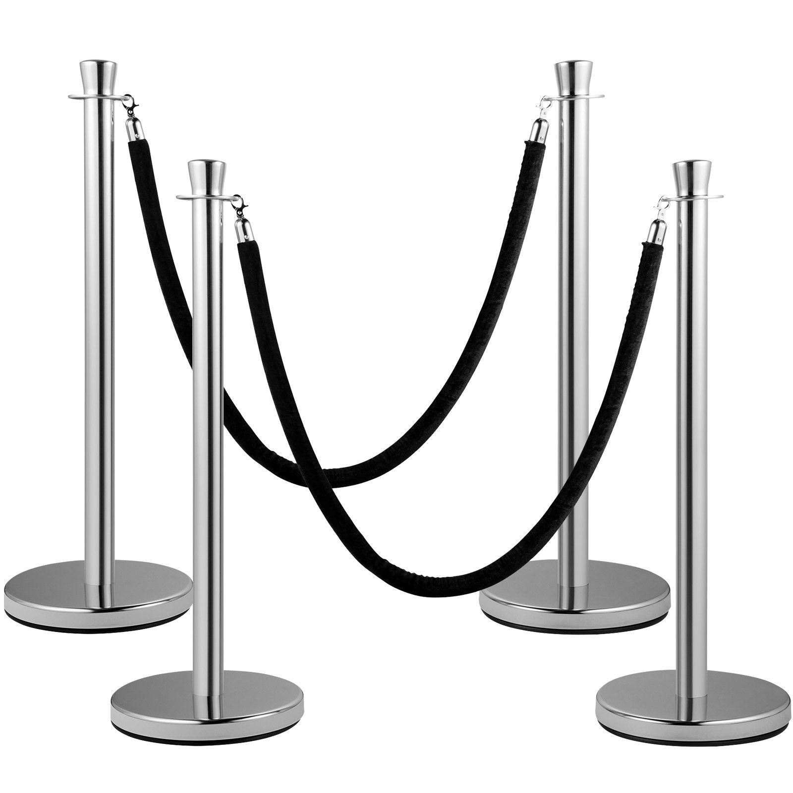 Crowd Control Stanchion, Set of 2 Pieces Stanchion Set, Stanchion Set with 5 ft/1.5 m Black Velvet Rope, V952-GLZYSHRSJTHG2M2IOV0