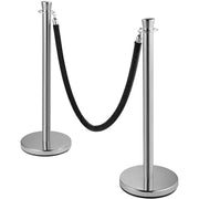 Crowd Control Stanchion, Set of 2 Pieces Stanchion Set, Stanchion Set with 5 ft/1.5 m Black Velvet Rope, V952-GLZYSHRSJTHG2M2IOV0