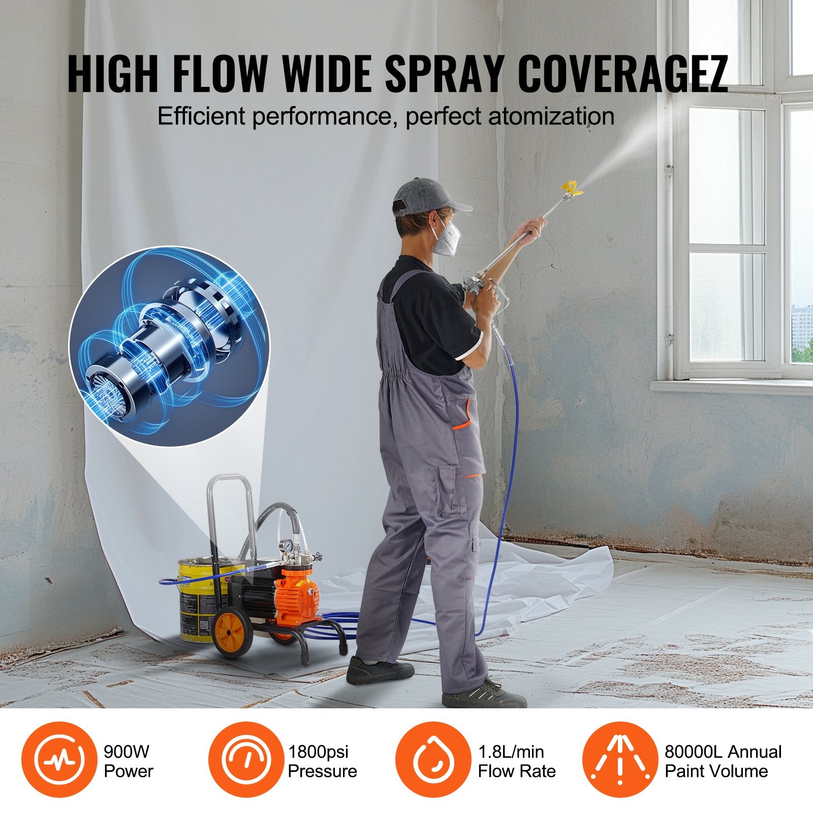 Cart Airless Paint Sprayer Diaphragm Paint Airless Sprayer 900W Electric V952-GMSGYWQPTJ90XP9T4V3