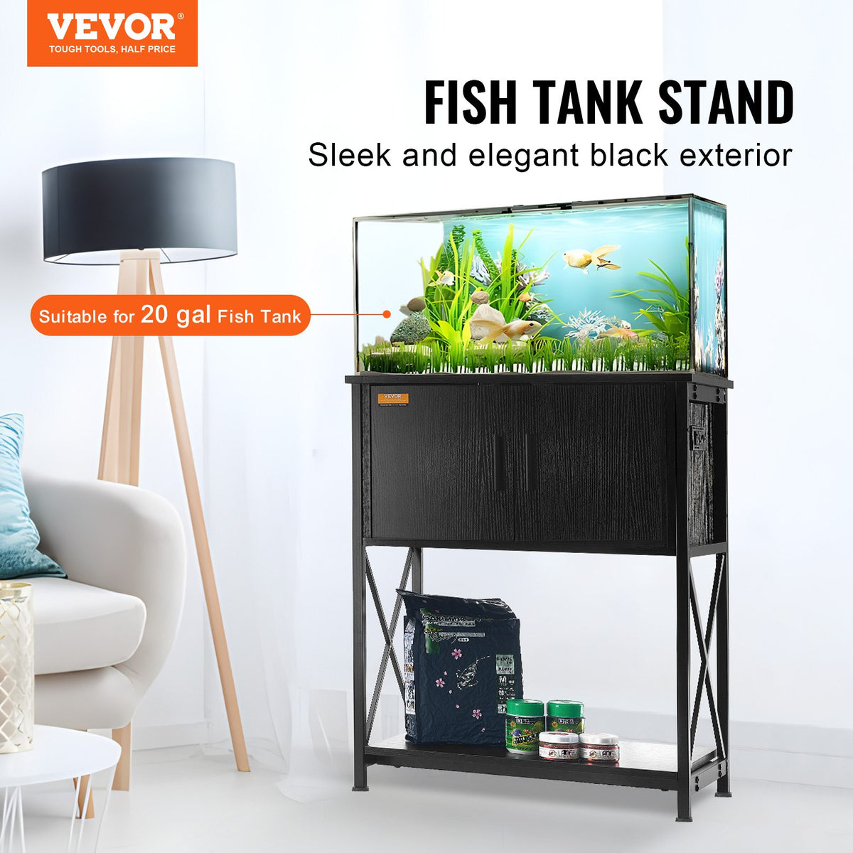 Aquarium Stand, 20 Gallon Fish Tank Stand, 25.6 x 16.5 x 31.9 in Steel and MDF Turtle Tank Stand, 167.6 lbs V952-GMZSZXZJMBXGS21QGV3