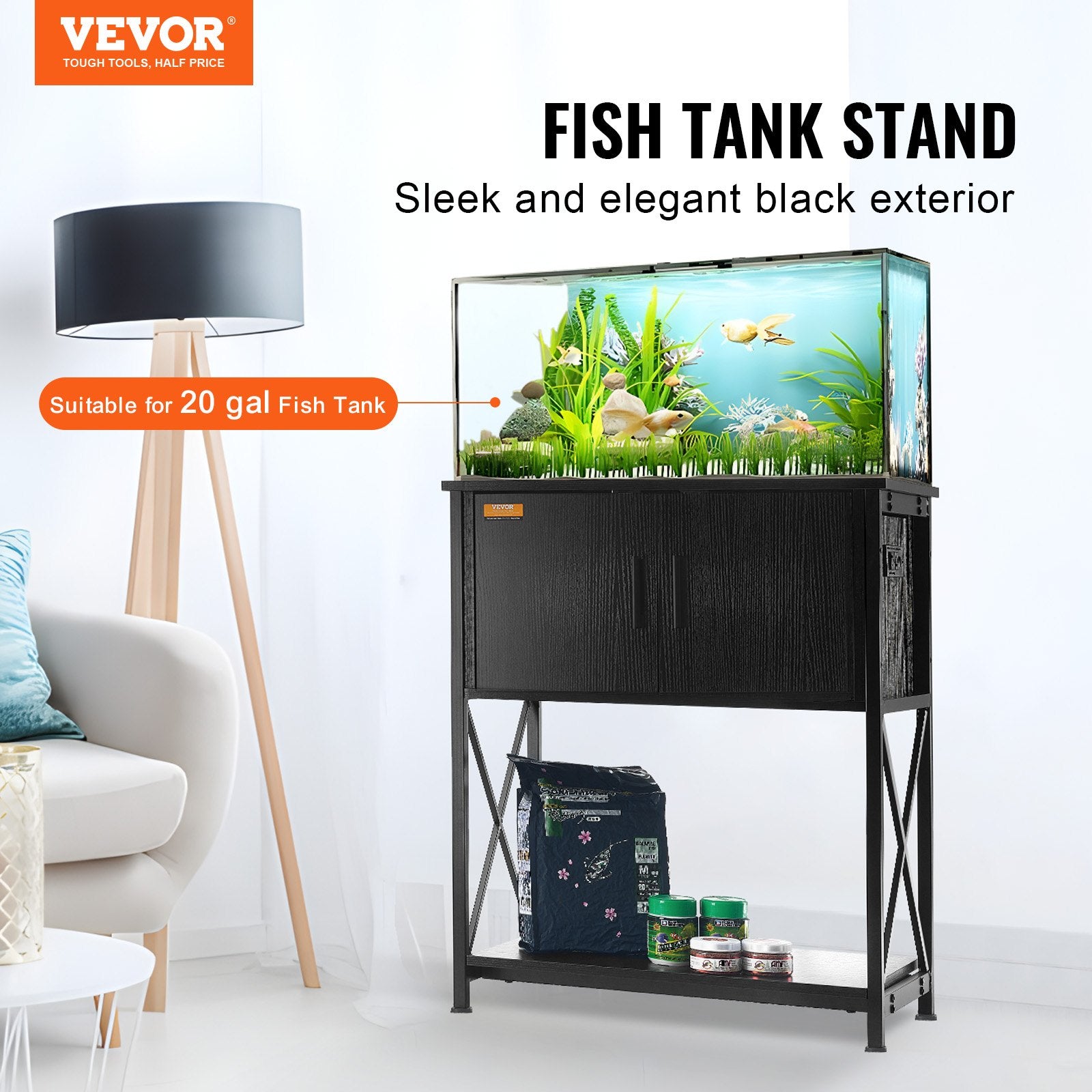 Aquarium Stand, 20 Gallon Fish Tank Stand, 25.6 x 16.5 x 31.9 in Steel and MDF Turtle Tank Stand, 167.6 lbs V952-GMZSZXZJMBXGS21QGV3