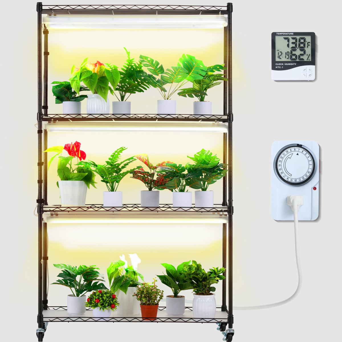 Plant Stand with Grow Lights 4 Tiers 180W 150 cm Tall Plant Grow Shelf V952-GNZWJ150CM90CHT6KV3