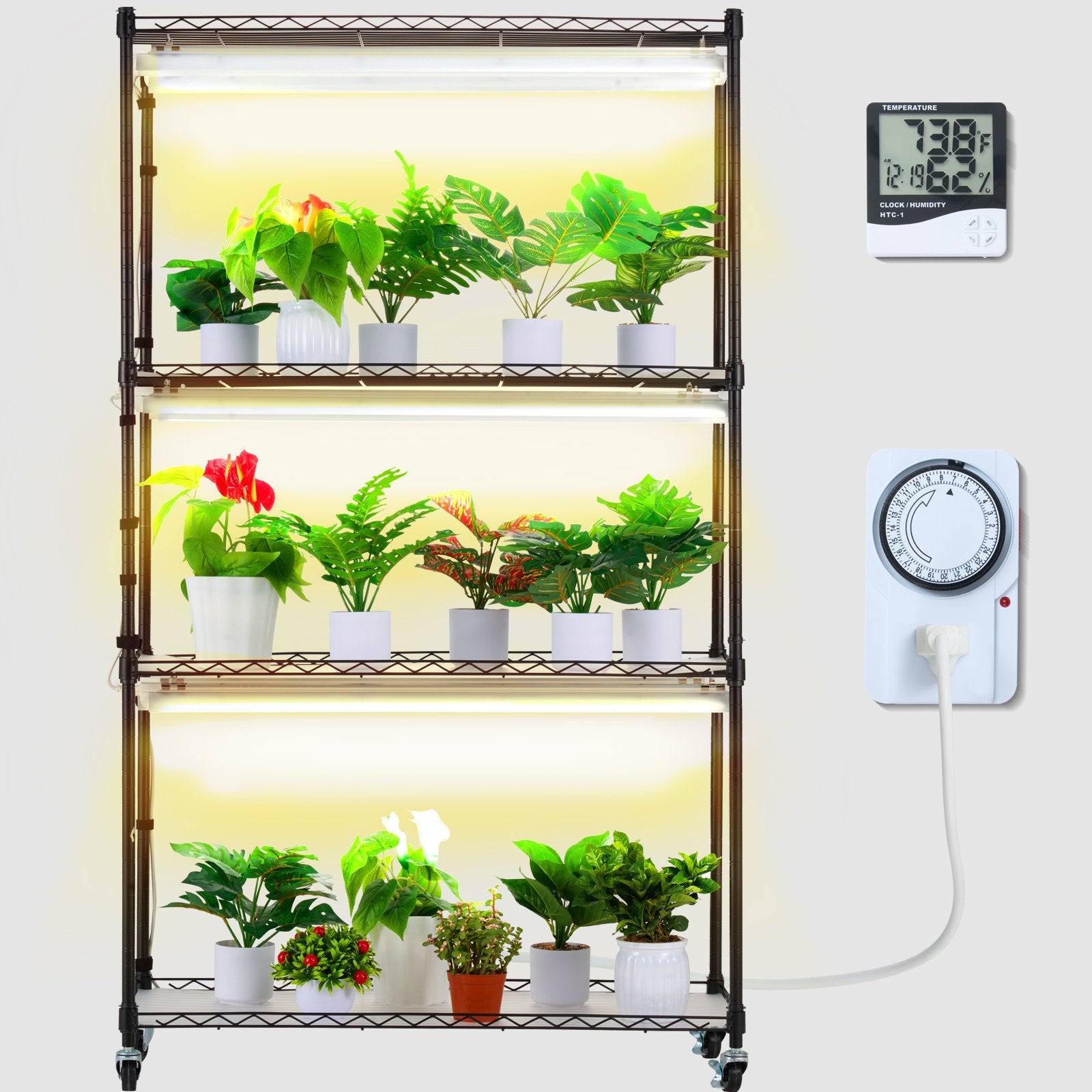 Plant Stand with Grow Lights 4 Tiers 180W 150 cm Tall Plant Grow Shelf V952-GNZWJ150CM90CHT6KV3