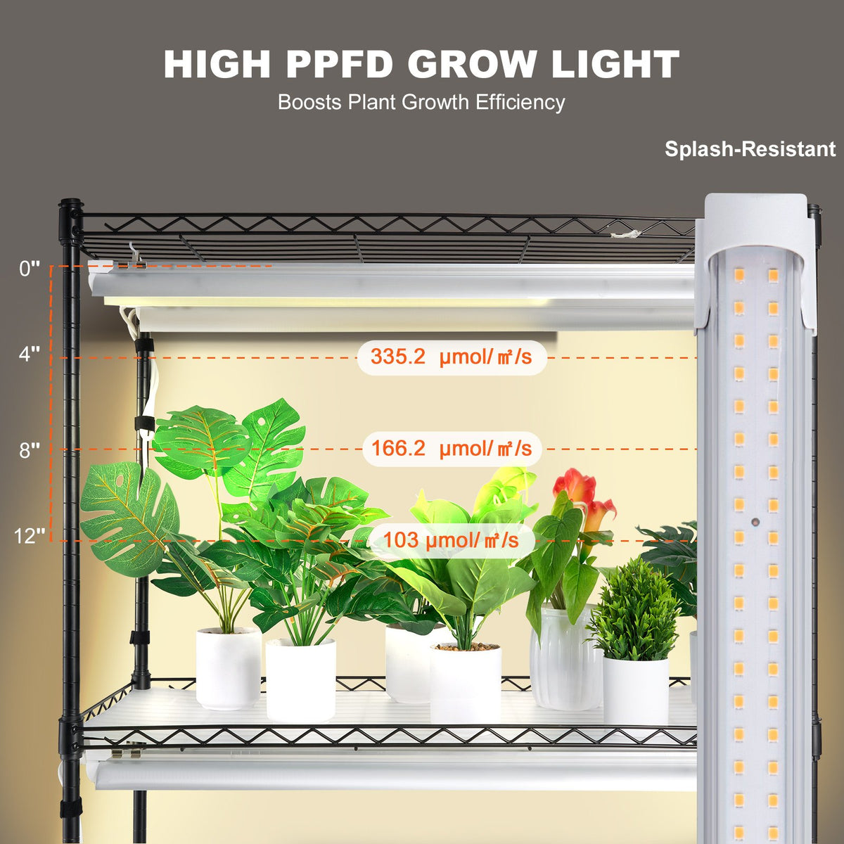 Plant Stand with Grow Lights 4 Tiers 180W 150 cm Tall Plant Grow Shelf V952-GNZWJ150CM90CHT6KV3