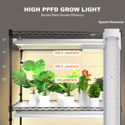 Plant Stand with Grow Lights 4 Tiers 180W 150 cm Tall Plant Grow Shelf V952-GNZWJ150CM90CHT6KV3