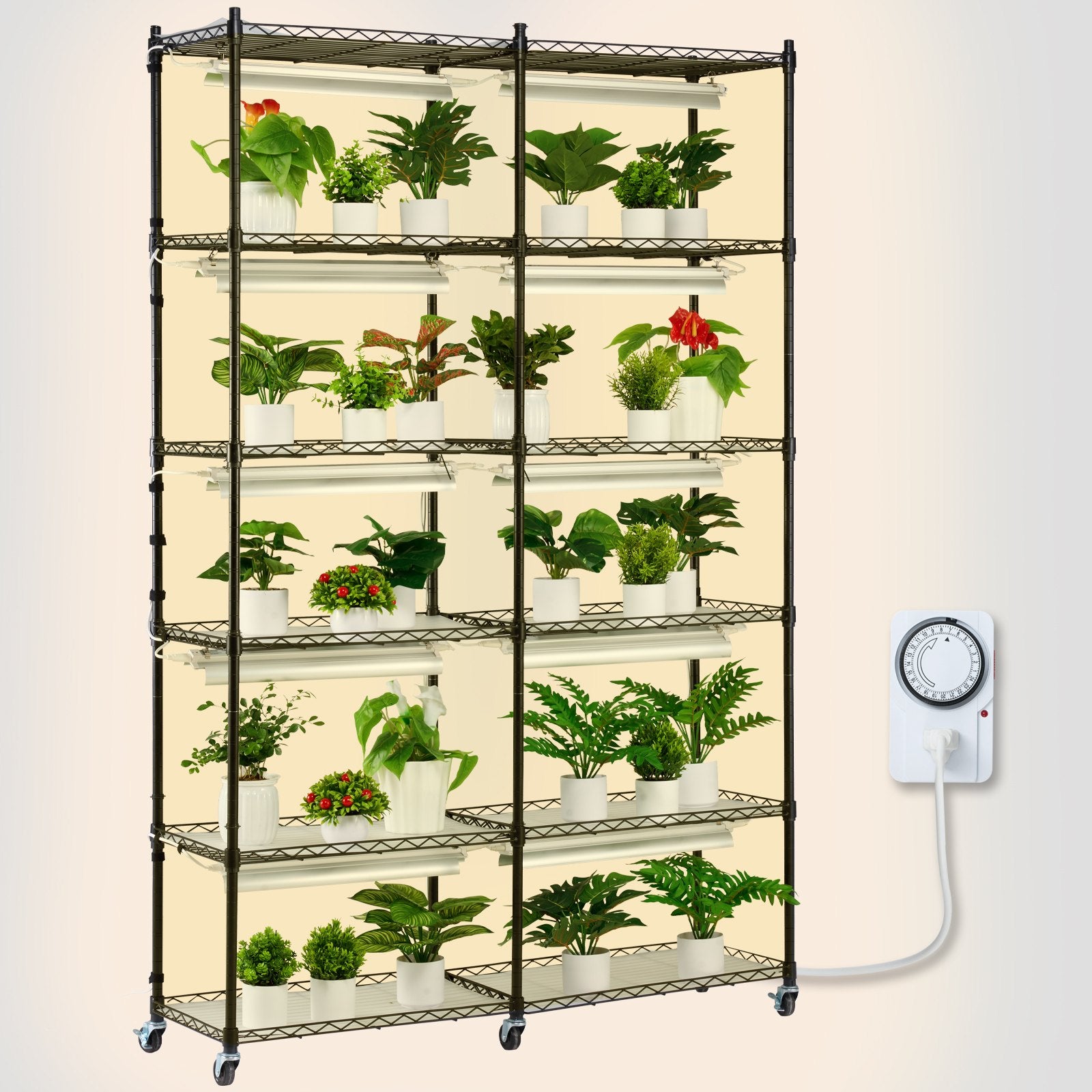 Plant Stand with Grow Light 6 Tiers 200W 59.1" Indoor Plant Grow Shelf V952-GNZWJ180CM12G2SEPV3