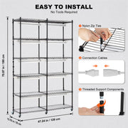Plant Stand with Grow Light 6 Tiers 200W 59.1" Indoor Plant Grow Shelf V952-GNZWJ180CM12G2SEPV3