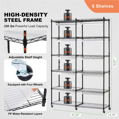 Plant Stand with Grow Light 6 Tiers 200W 59.1" Indoor Plant Grow Shelf V952-GNZWJ180CM12G2SEPV3