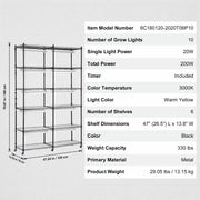 Plant Stand with Grow Light 6 Tiers 200W 59.1" Indoor Plant Grow Shelf V952-GNZWJ180CM12G2SEPV3