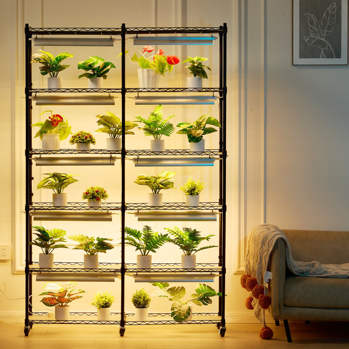Plant Stand with Grow Light 6 Tiers 200W 59.1" Indoor Plant Grow Shelf V952-GNZWJ180CM12G2SEPV3