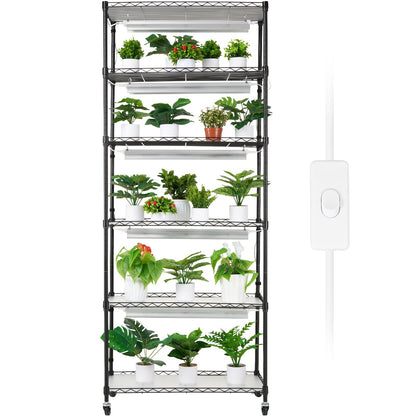 DIY Plant Stand with Grow Lights 6 Tiers 192W 70.9" Tall Plant Grow Shelf V952-GNZWJ180CM75LE0LQV3