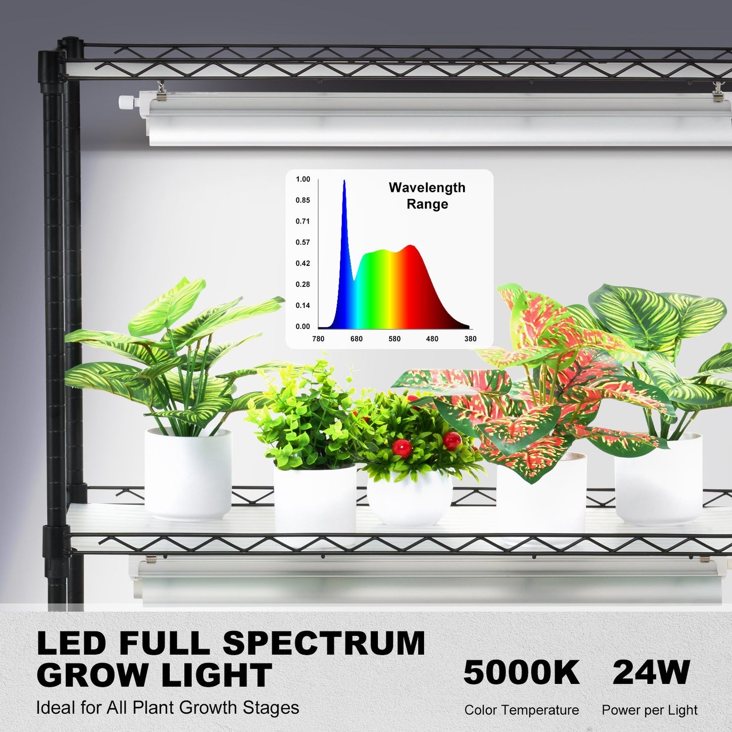 DIY Plant Stand with Grow Lights 6 Tiers 192W 70.9" Tall Plant Grow Shelf V952-GNZWJ180CM75LE0LQV3