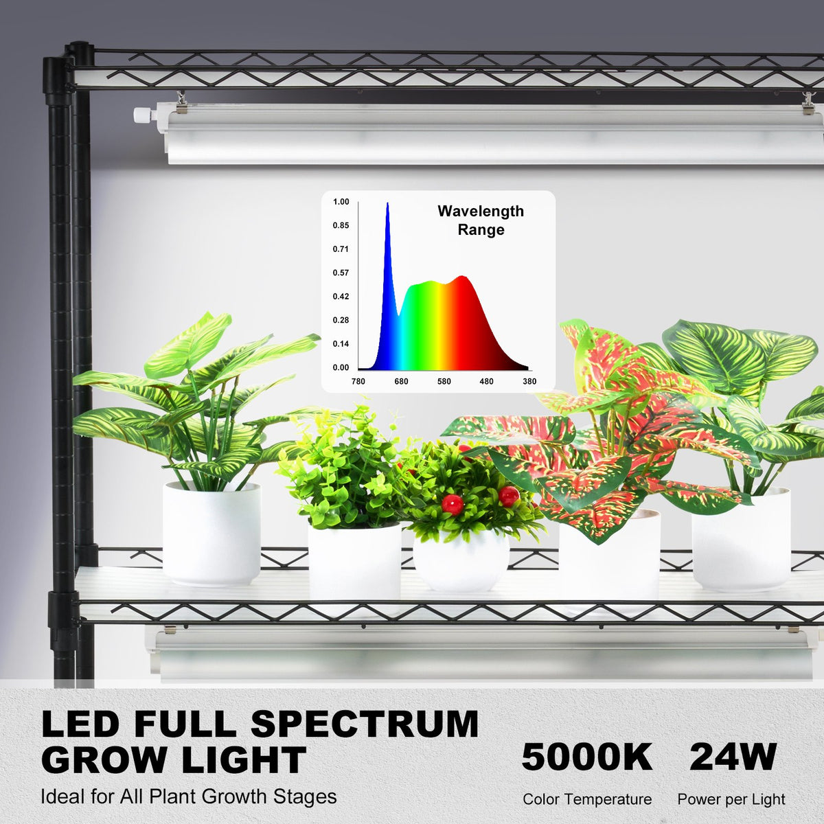 DIY Plant Stand with Grow Lights 6 Tiers 192W 70.9" Tall Plant Grow Shelf V952-GNZWJ180CM75LE0LQV3