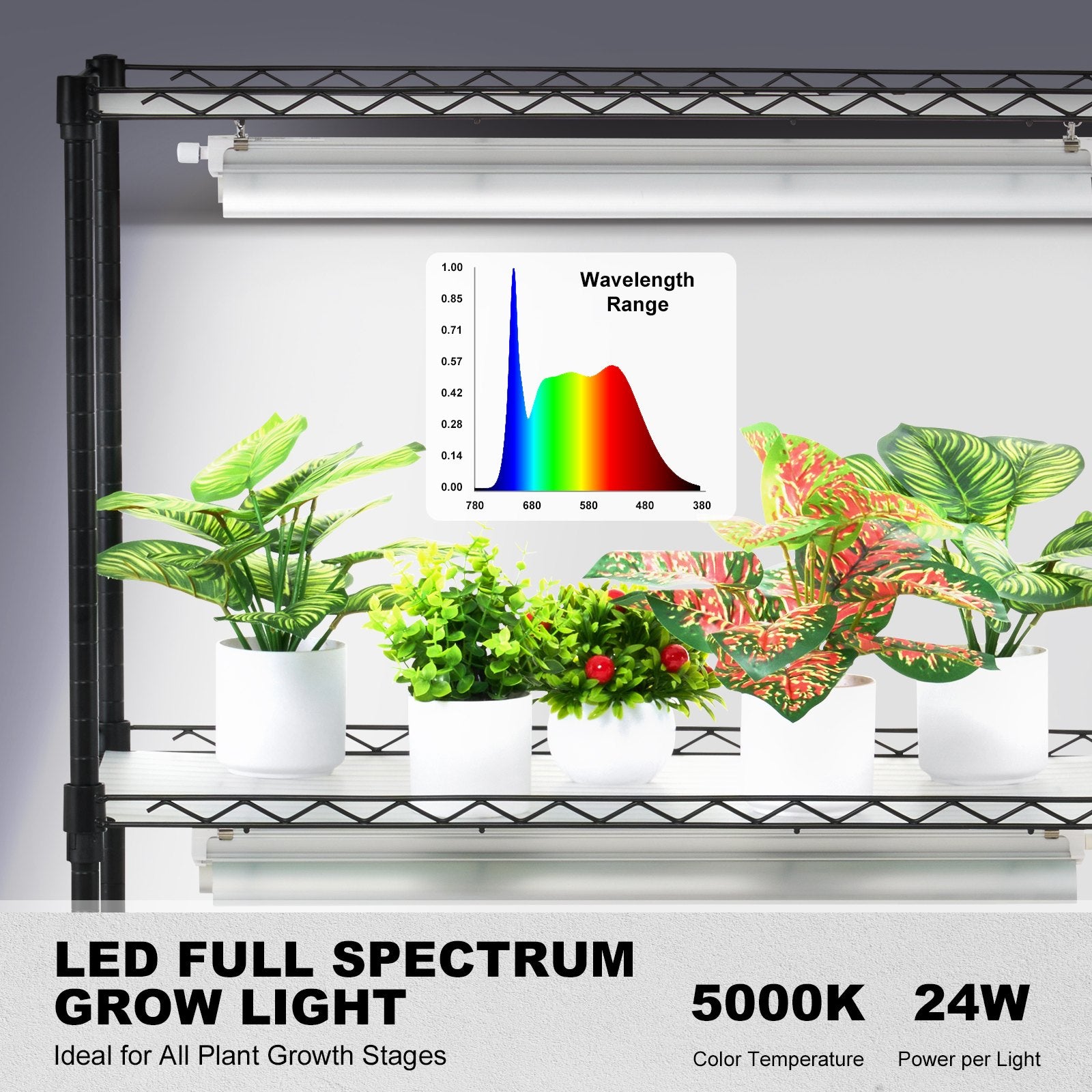 DIY Plant Stand with Grow Lights 6 Tiers 192W 70.9" Tall Plant Grow Shelf V952-GNZWJ180CM75LE0LQV3