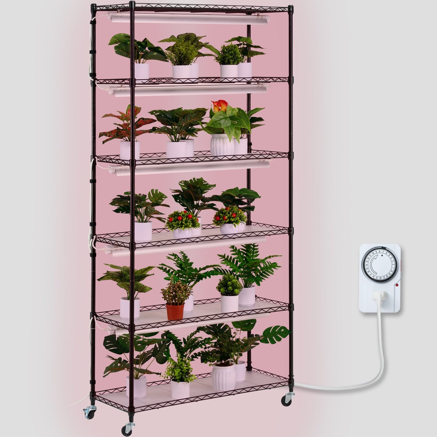 Plant Stand with Grow Light 6 Tiers 180W 180 cm Indoor Plant Grow Shelf V952-GNZWJ180CM90SFKCTV3