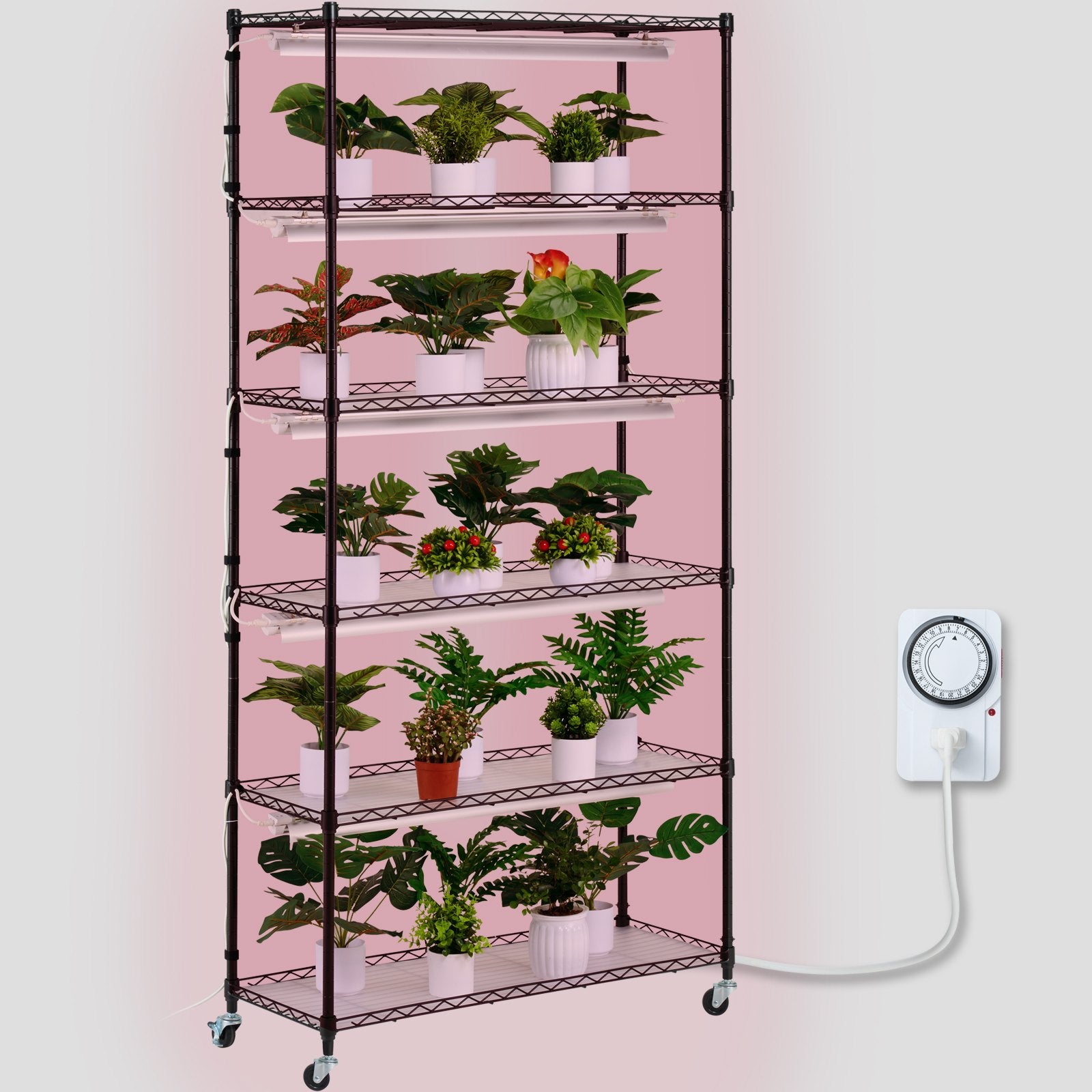 Plant Stand with Grow Light 6 Tiers 180W 180 cm Indoor Plant Grow Shelf V952-GNZWJ180CM90SFKCTV3