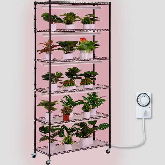 Plant Stand with Grow Light 6 Tiers 180W 180 cm Indoor Plant Grow Shelf V952-GNZWJ180CM90SFKCTV3