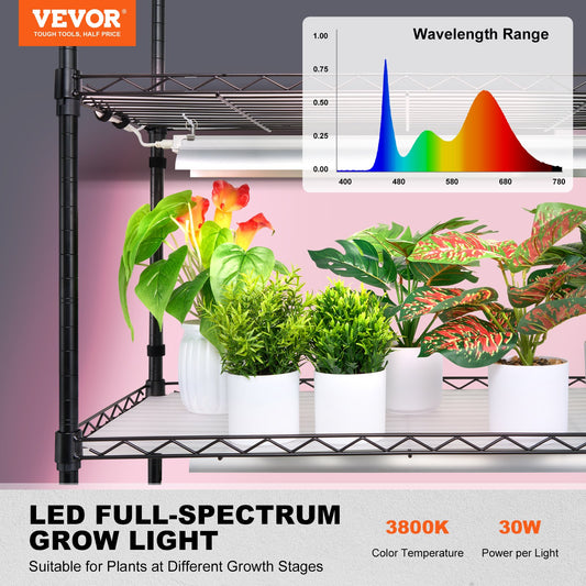 Plant Stand with Grow Light 6 Tiers 180W 180 cm Indoor Plant Grow Shelf V952-GNZWJ180CM90SFKCTV3