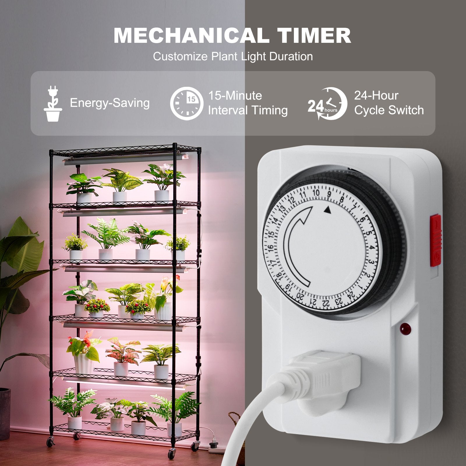 Plant Stand with Grow Light 6 Tiers 180W 180 cm Indoor Plant Grow Shelf V952-GNZWJ180CM90SFKCTV3