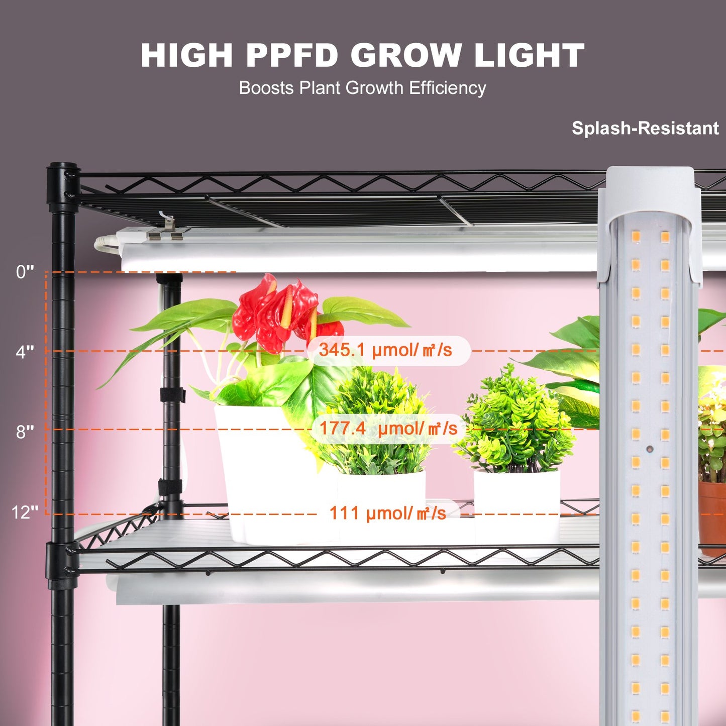 Plant Stand with Grow Light 6 Tiers 180W 180 cm Indoor Plant Grow Shelf V952-GNZWJ180CM90SFKCTV3