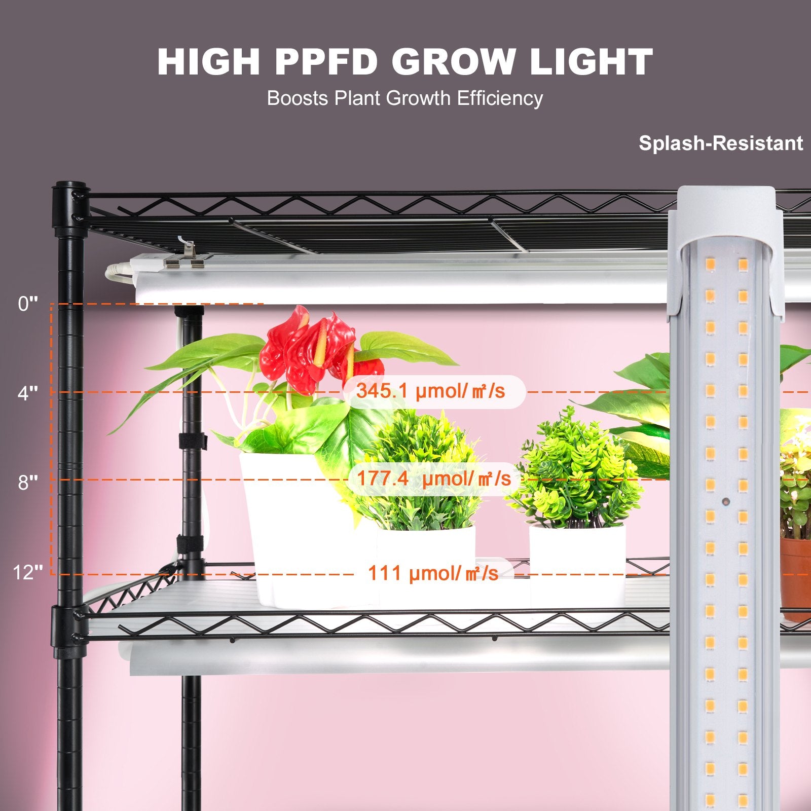 Plant Stand with Grow Light 6 Tiers 180W 180 cm Indoor Plant Grow Shelf V952-GNZWJ180CM90SFKCTV3