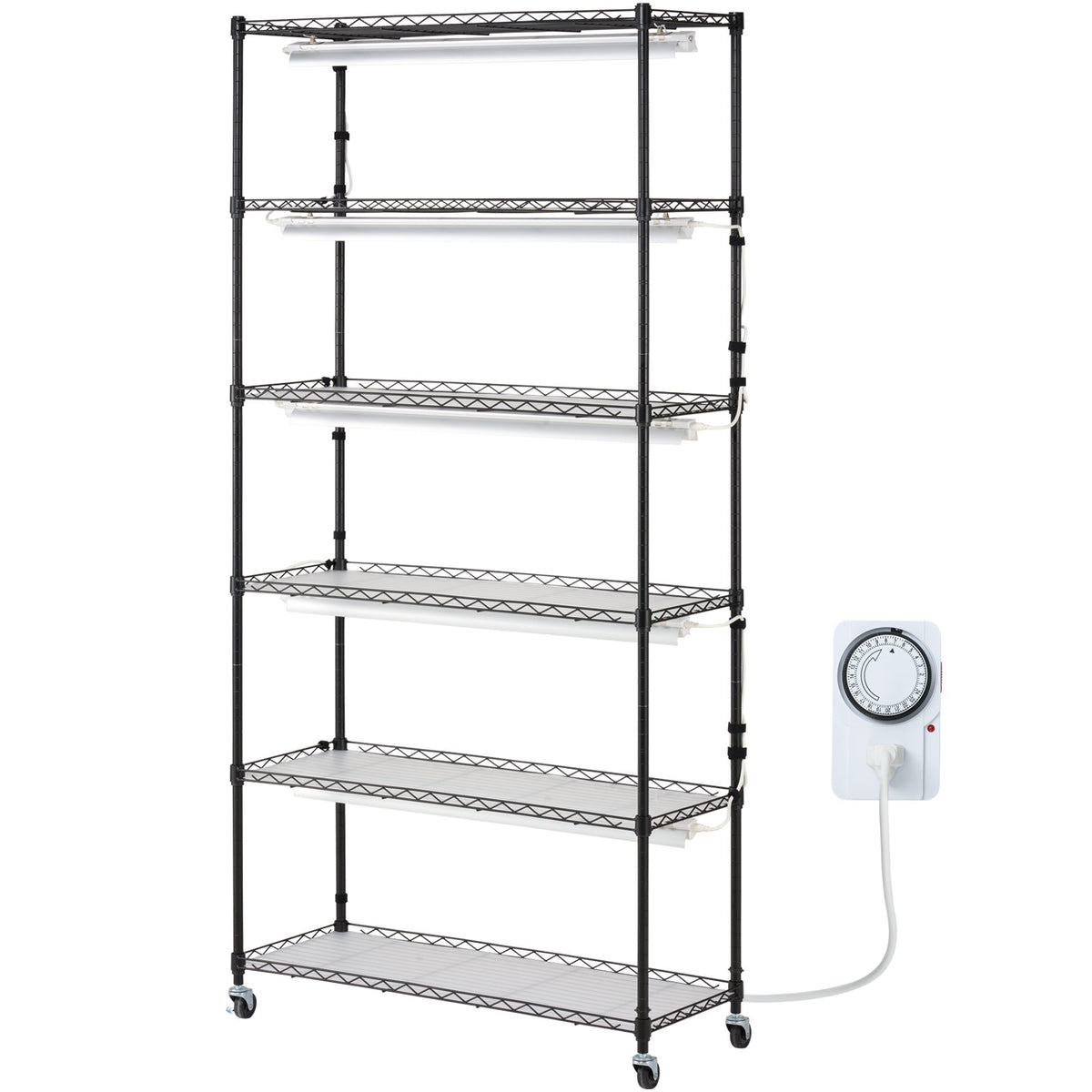 Plant Stand with Grow Light 6 Tiers 180W 180 cm Indoor Plant Grow Shelf V952-GNZWJ180CM90SFKCTV3