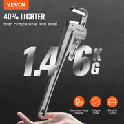 Pipe Wrench, 18" Aluminum Straight Pipe Wrench, Adjustable Plumbing Wrench, with High Strength Jaw and V952-GQBSZG18INCHV5JD7V0