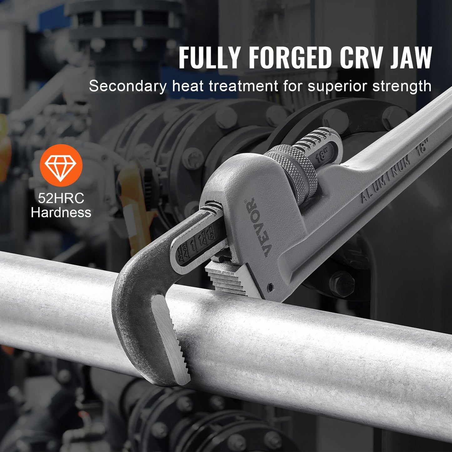 Pipe Wrench, 18" Aluminum Straight Pipe Wrench, Adjustable Plumbing Wrench, with High Strength Jaw and V952-GQBSZG18INCHV5JD7V0