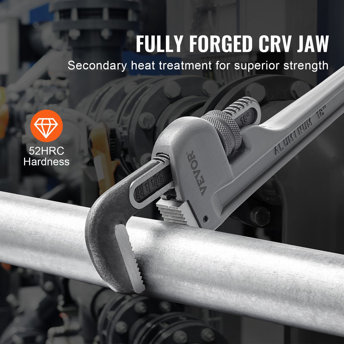 Pipe Wrench, 18" Aluminum Straight Pipe Wrench, Adjustable Plumbing Wrench, with High Strength Jaw and V952-GQBSZG18INCHV5JD7V0