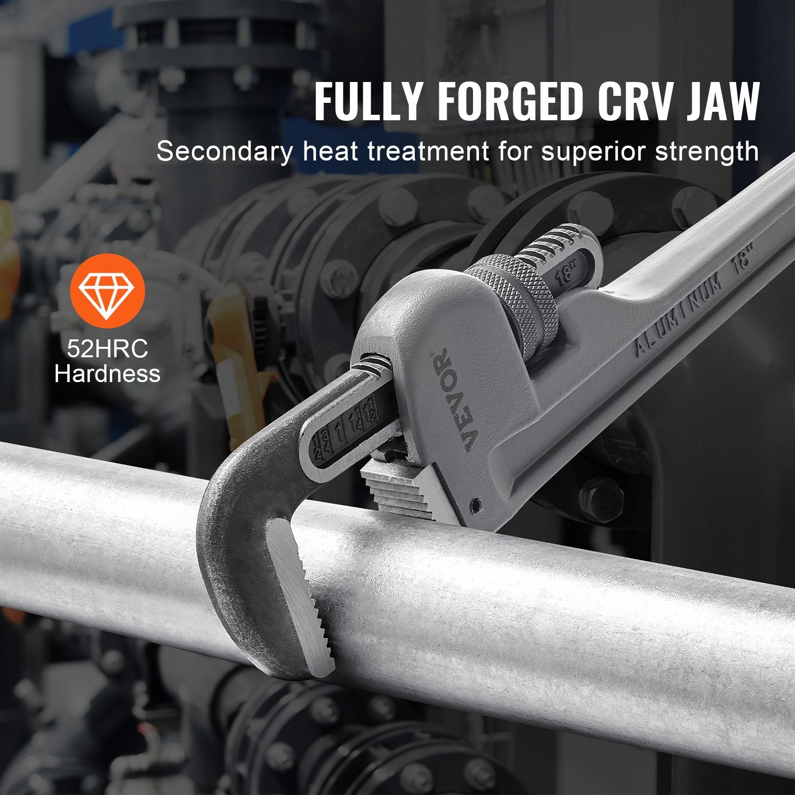 Pipe Wrench, 18" Aluminum Straight Pipe Wrench, Adjustable Plumbing Wrench, with High Strength Jaw and V952-GQBSZG18INCHV5JD7V0