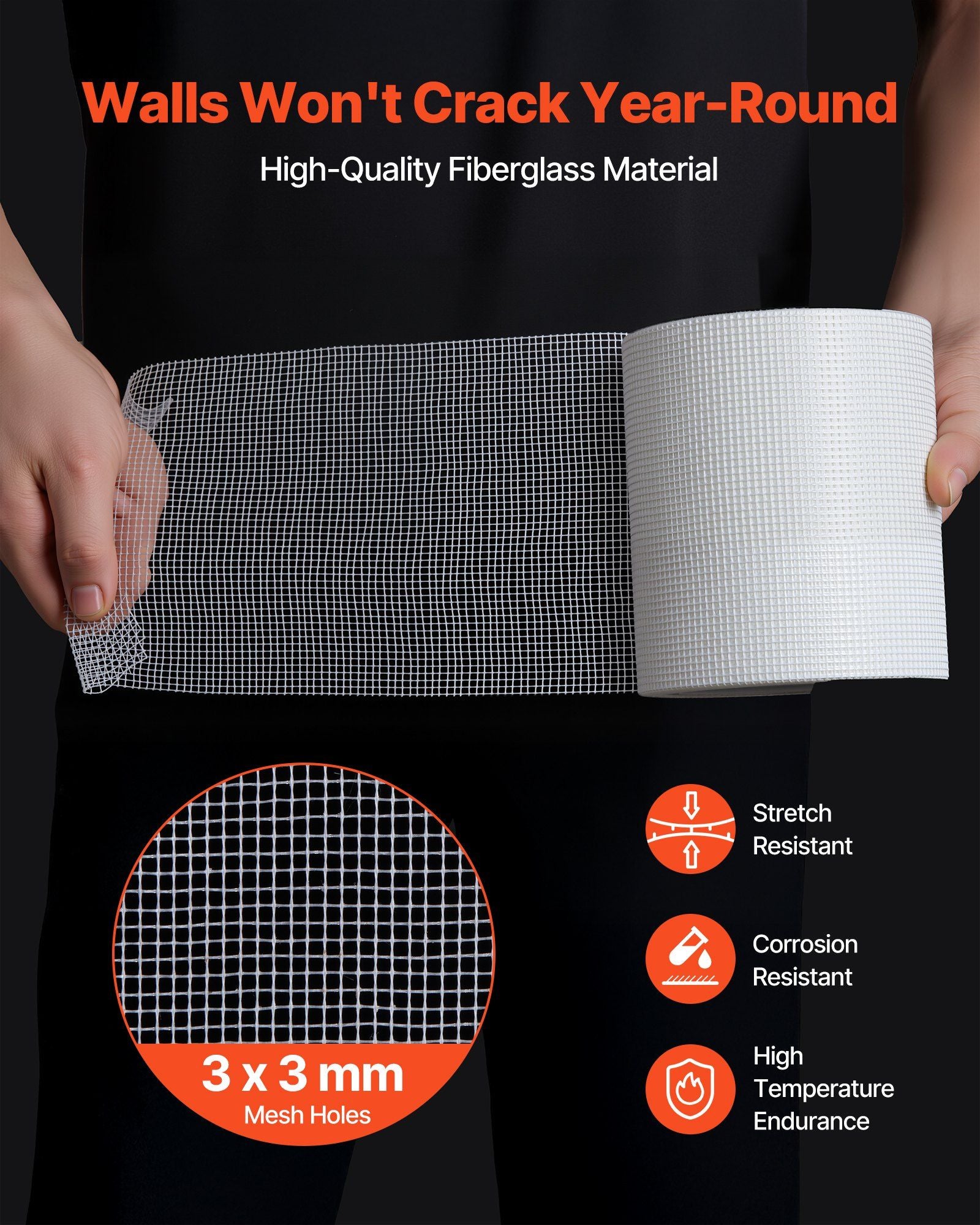 Drywall Mesh Tape, 150mm W x 30m L Self-Adhesive Fiberglass Drywall Joint Tape, 12 Rolls Dry Wall Patch for V952-GQJDZZBLXWW1OR340001V0