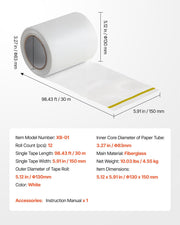 Drywall Mesh Tape, 150mm W x 30m L Self-Adhesive Fiberglass Drywall Joint Tape, 12 Rolls Dry Wall Patch for V952-GQJDZZBLXWW1OR340001V0