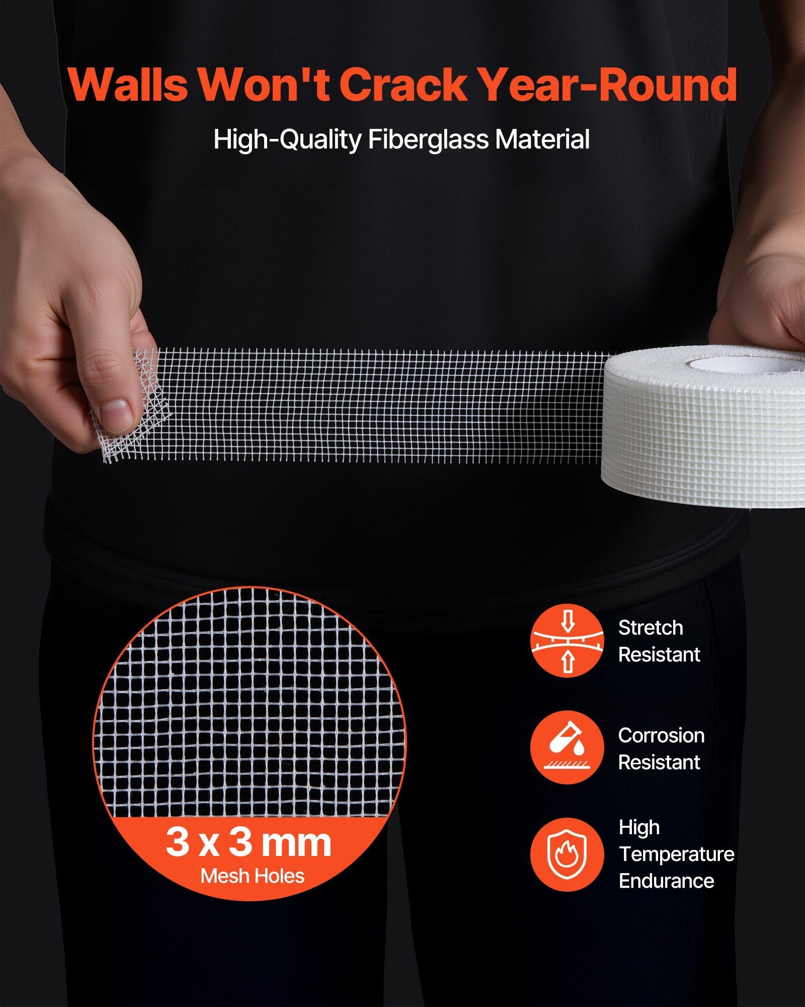 Drywall Mesh Tape, 50mm W x 45m L Self-Adhesive Fiberglass Drywall Joint Tape, 36 Rolls Dry Wall Patch for V952-GQJDZZBLXWW5W2VKJ001V0