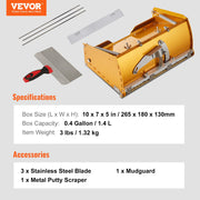 Drywall Flat Box, 10-Inch Wide Quick Clean, Aluminum Finishing Mud Box for Plasterboard, Wallboard, V952-GQPSHYC10FWSILJM1V0