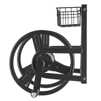 Wall Mounted Garden Hose Reel 125ft 5/8 in Metal Hose Reel with Basket V952-GQSSGJP125FTTLQ5I002V0