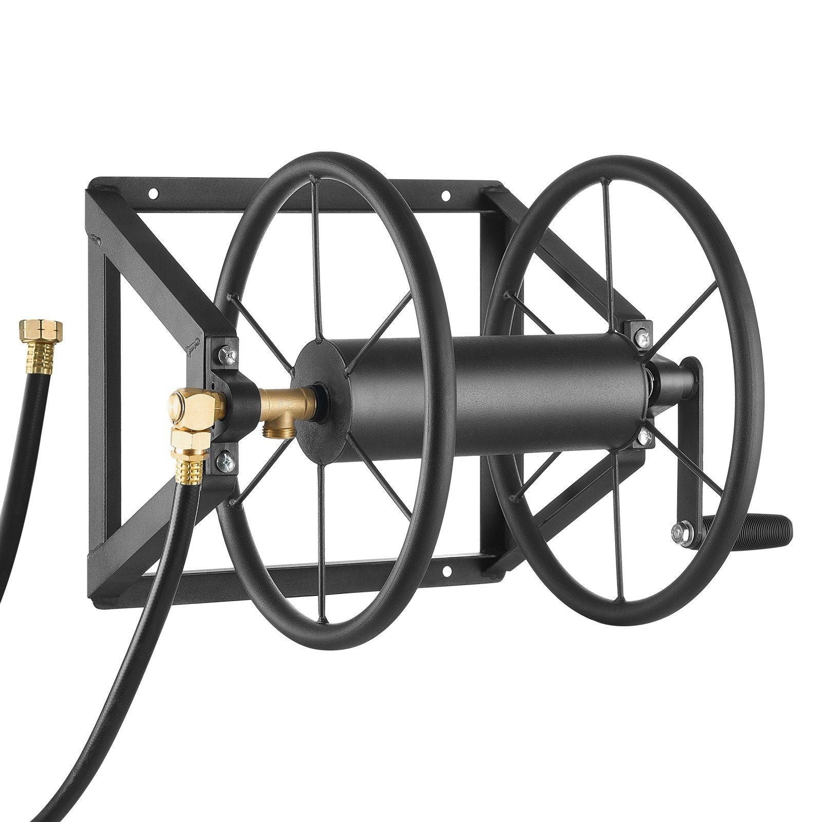 Wall Mounted Garden Hose Reel, Holds 200 ft 5/8-inch Manual Water Hose Winder, Heavy-Duty Steel, Outdoor Reel V952-GQSSGJP200FTIOUZW002V0