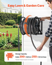 Wall Mounted Garden Hose Reel, Holds 200 ft 5/8-inch Manual Water Hose Winder, Heavy-Duty Steel, Outdoor Reel V952-GQSSGJP200FTIOUZW002V0
