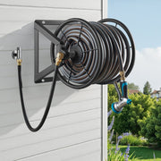 Wall Mounted Garden Hose Reel, Holds 200 ft 5/8-inch Manual Water Hose Winder, Heavy-Duty Steel, Outdoor Reel V952-GQSSGJP200FTIOUZW002V0
