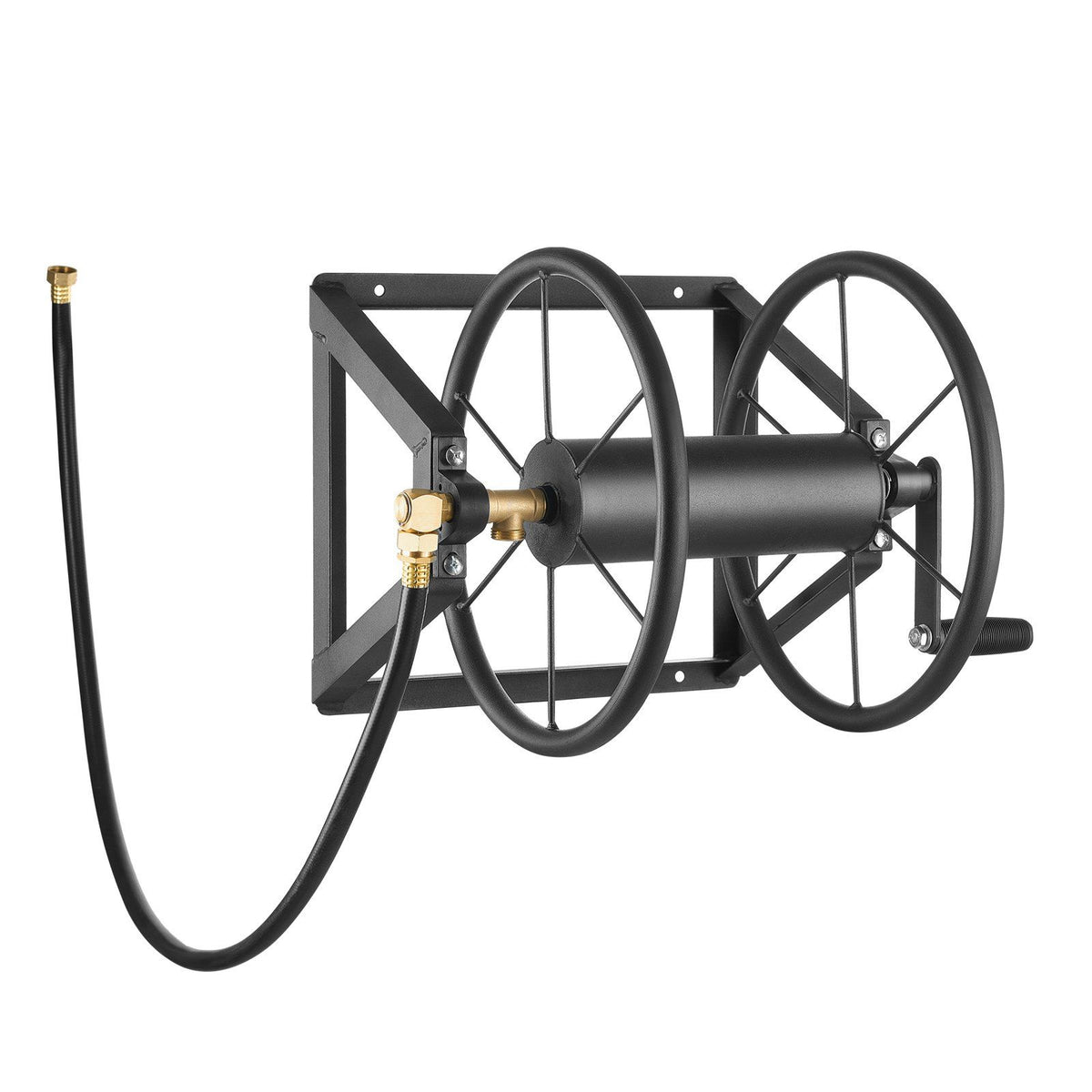 Wall Mounted Garden Hose Reel, Holds 200 ft 5/8-inch Manual Water Hose Winder, Heavy-Duty Steel, Outdoor Reel V952-GQSSGJP200FTIOUZW002V0