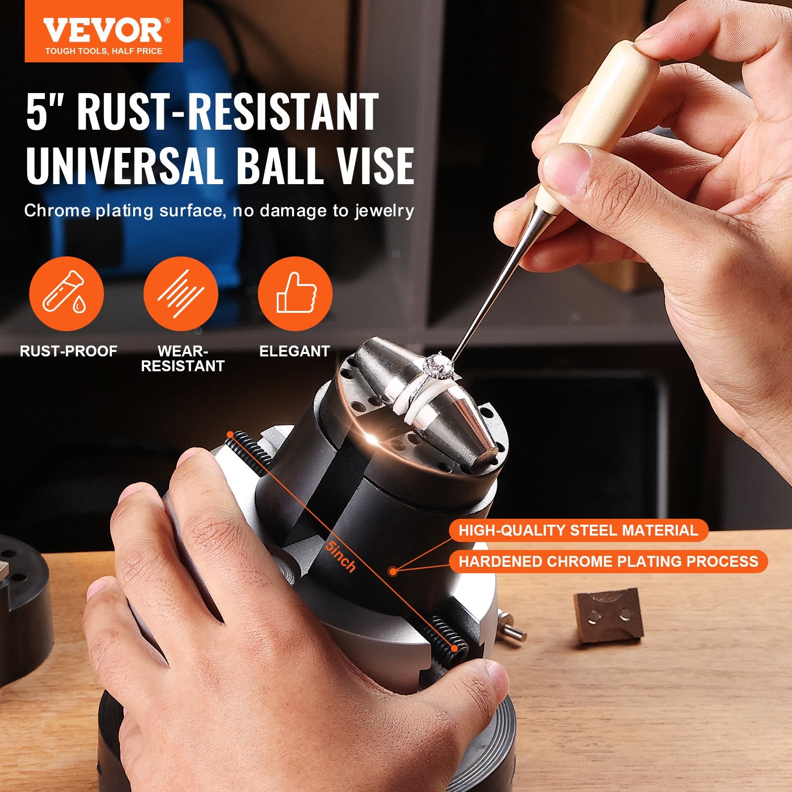 Engraving Block 5 inch Ball Vise Setting Jewelry Ball Vise Engraving with 34PCS Attachment and Rubber Base V952-GRSWNXZSZ00000001V0