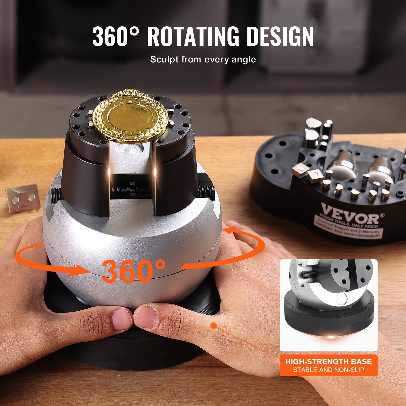 Engraving Block 5 inch Ball Vise Setting Jewelry Ball Vise Engraving with 34PCS Attachment and Rubber Base V952-GRSWNXZSZ00000001V0